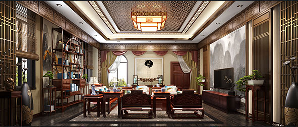 220平茶樓會所空間設計360度全景圖